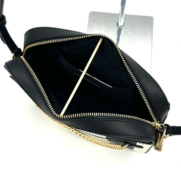 Michael Kors Large EW Zip Chain Xbody Crossbody Bag & TZ Coinpouch w/ID Black - Picture 7 of 15